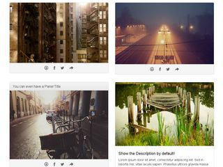Bootstrap gallery thumbnails with social links